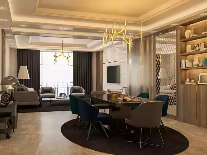 Modern Salon and Dining Room