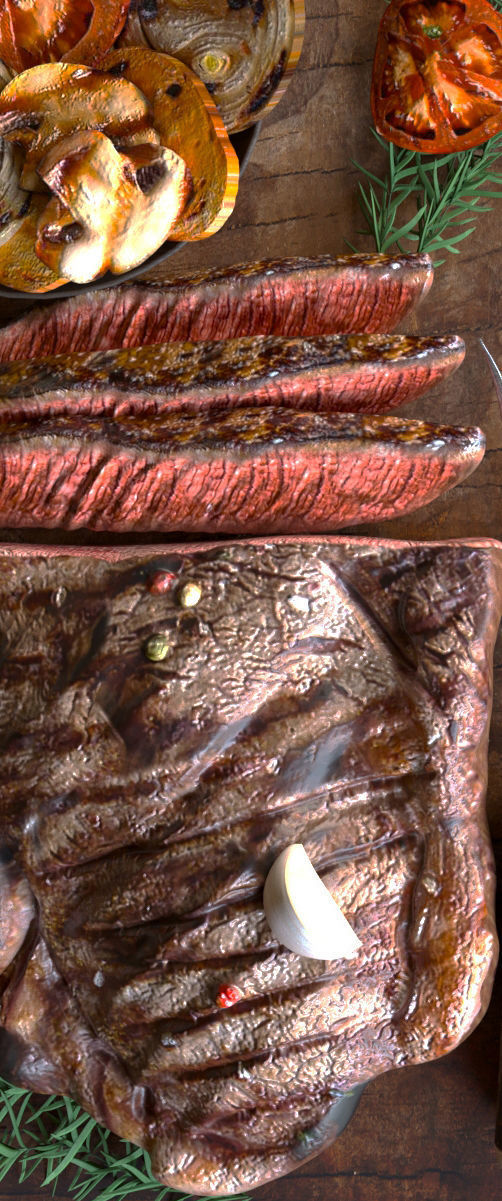 Pork steak with grilled vegetables 3D model_4