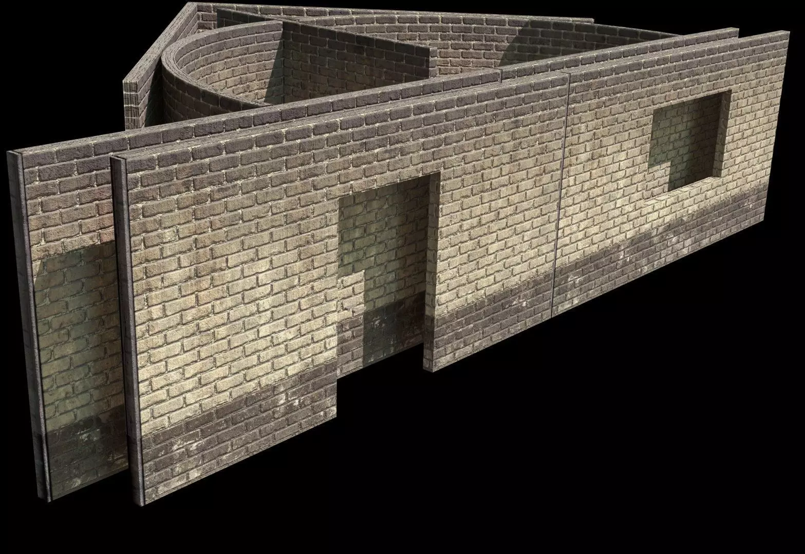 brick Wall modular Low-poly 3D model