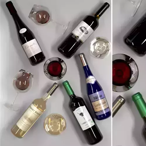 Wine collection 2 set of bottles and glasses