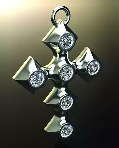 Cross silver with diamonds
