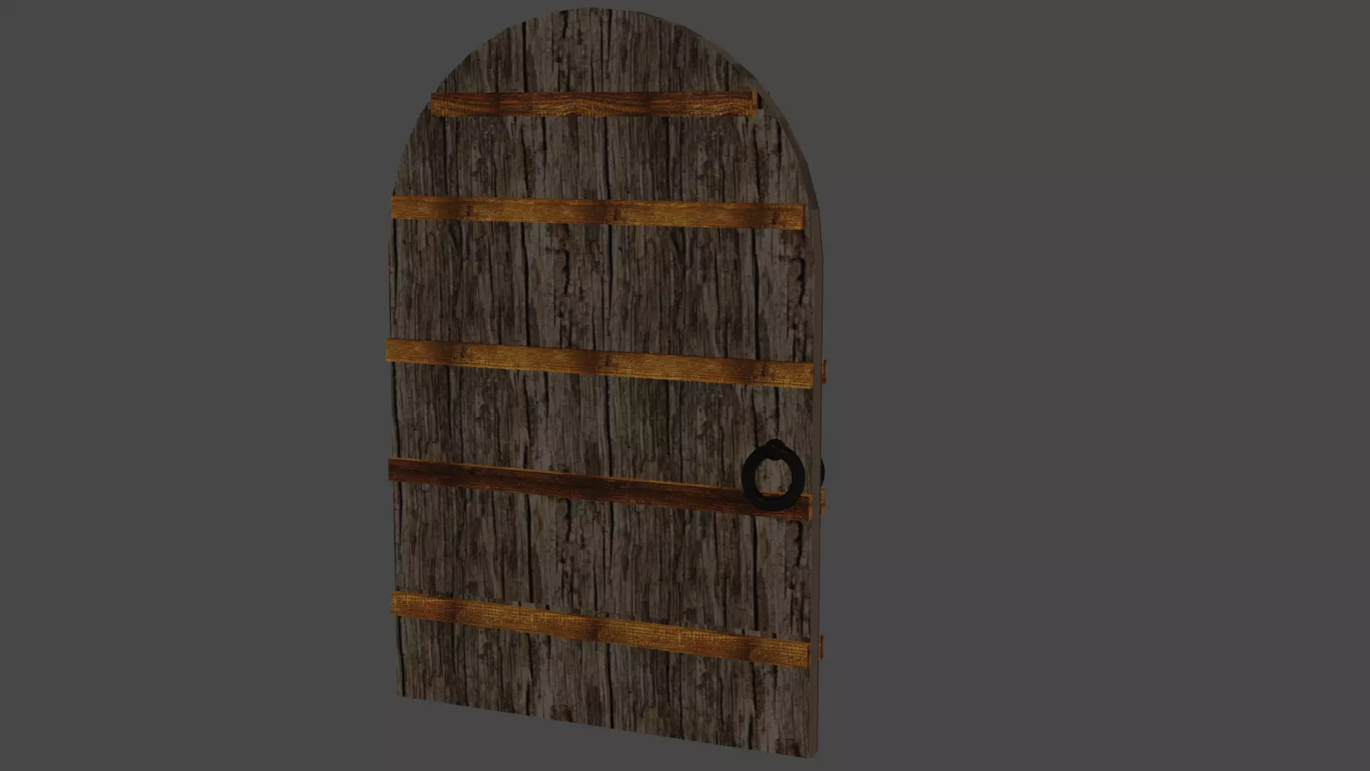 Wooden Doors Low-poly 3D model_0