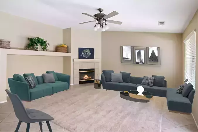 livingroom living room with couches and fireplace