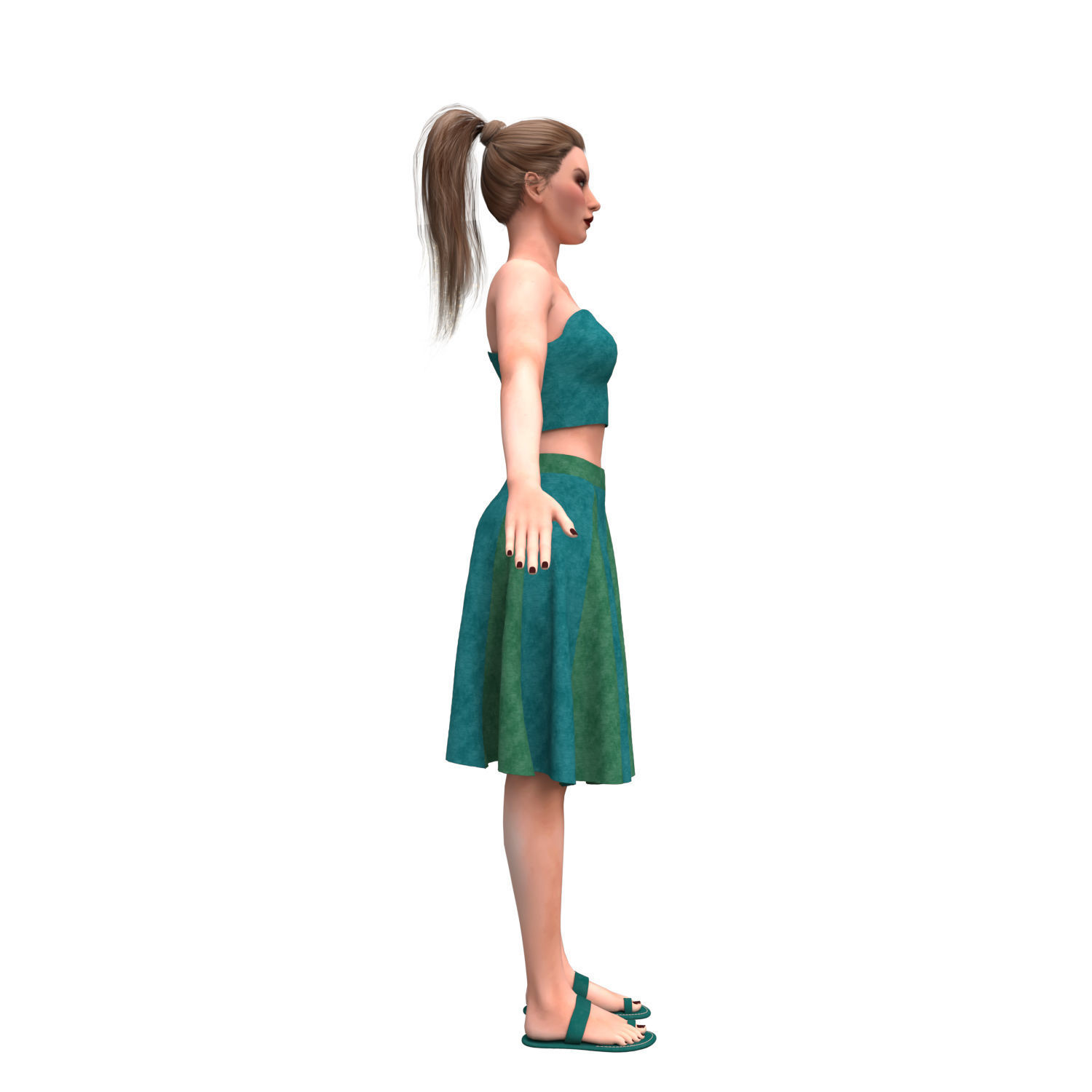 woman with clothing skirt 3D model_7