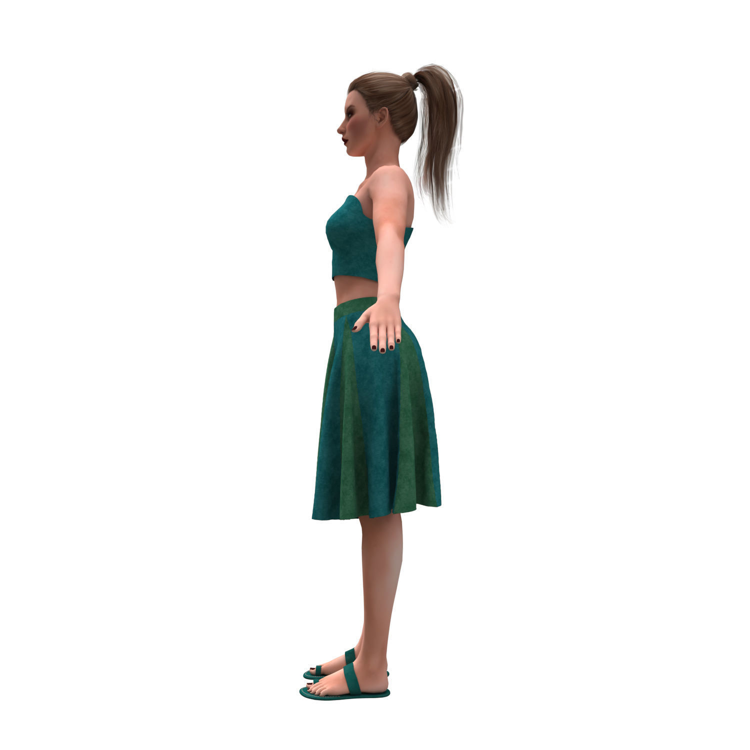 woman with clothing skirt 3D model_3
