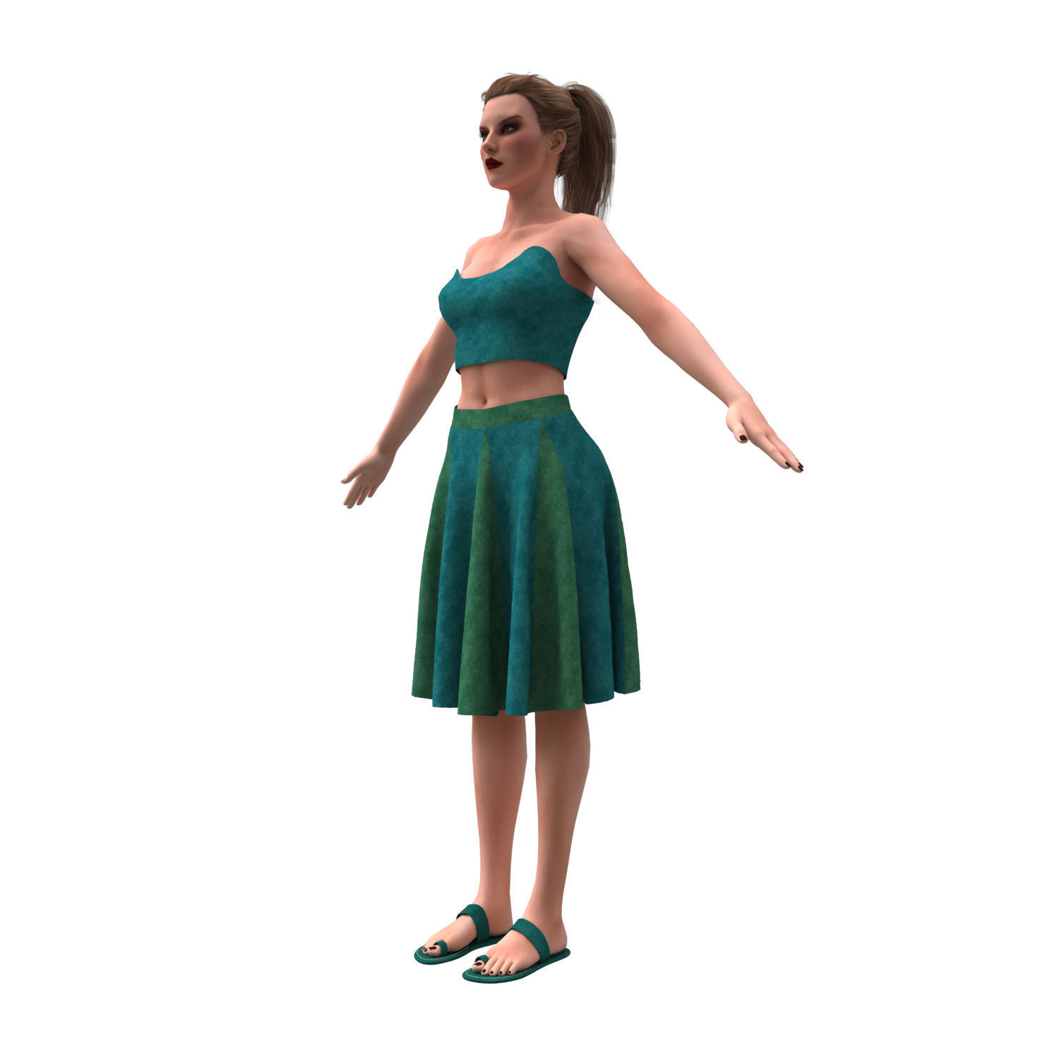 woman with clothing skirt 3D model_2
