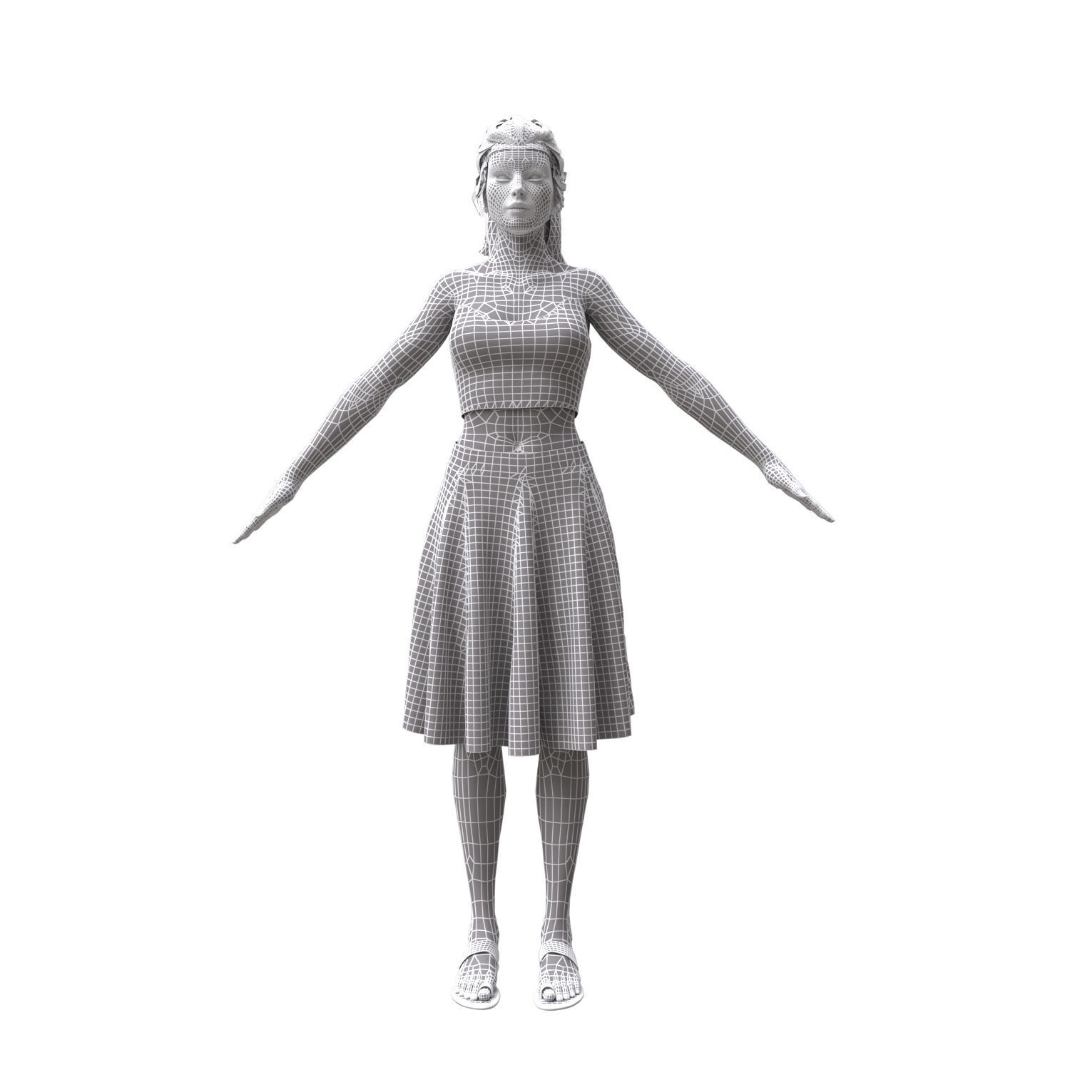 woman with clothing skirt 3D model_12