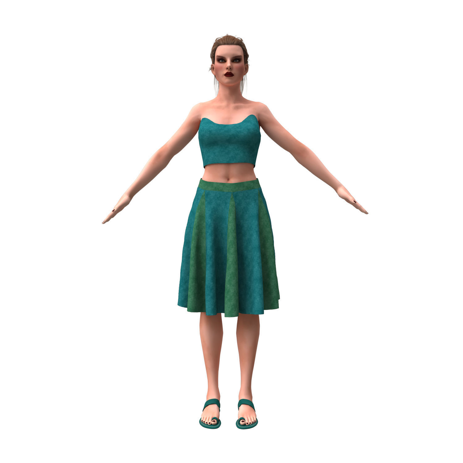woman with clothing skirt 3D model_1