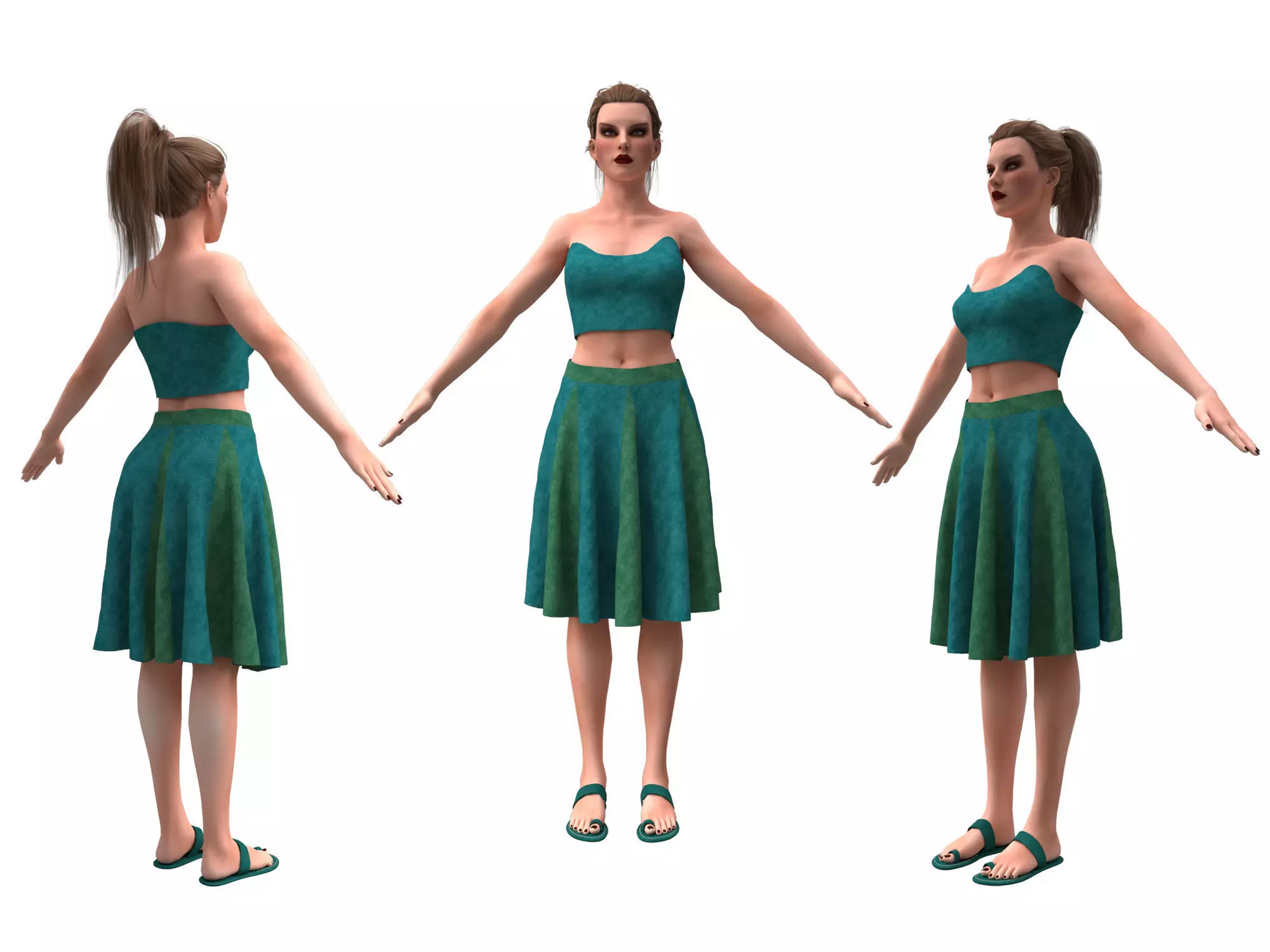 woman with clothing skirt 3D model_0