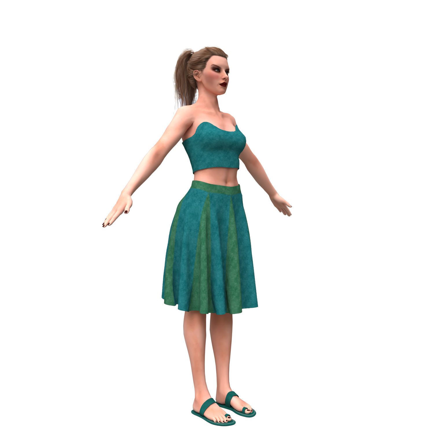 woman with clothing skirt 3D model_8