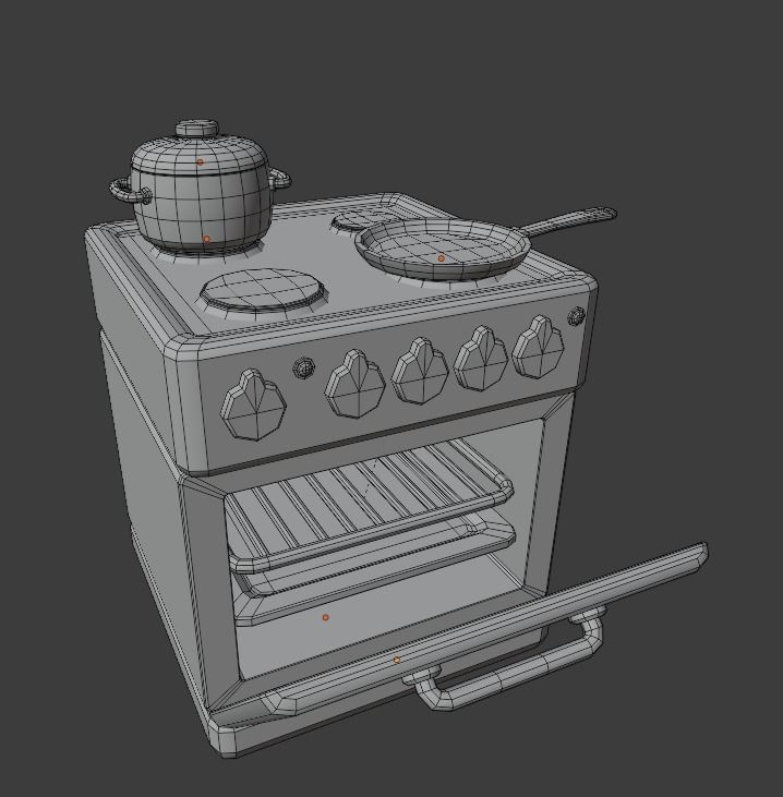 Cartoon kitchen appliance Low-poly 3D model_9
