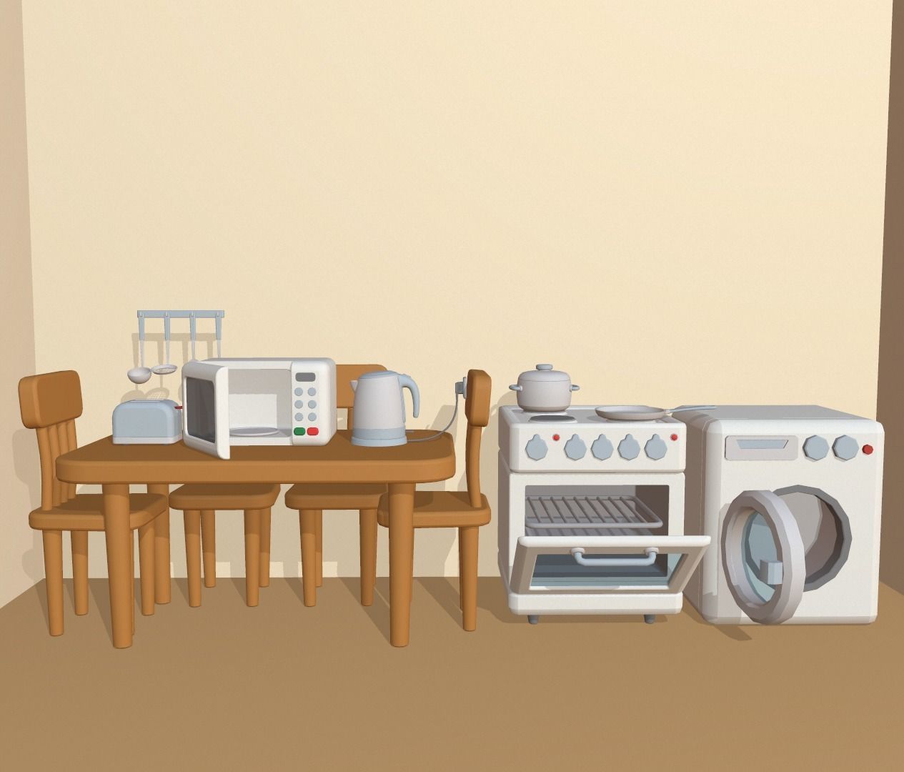 Cartoon kitchen appliance Low-poly 3D model_1