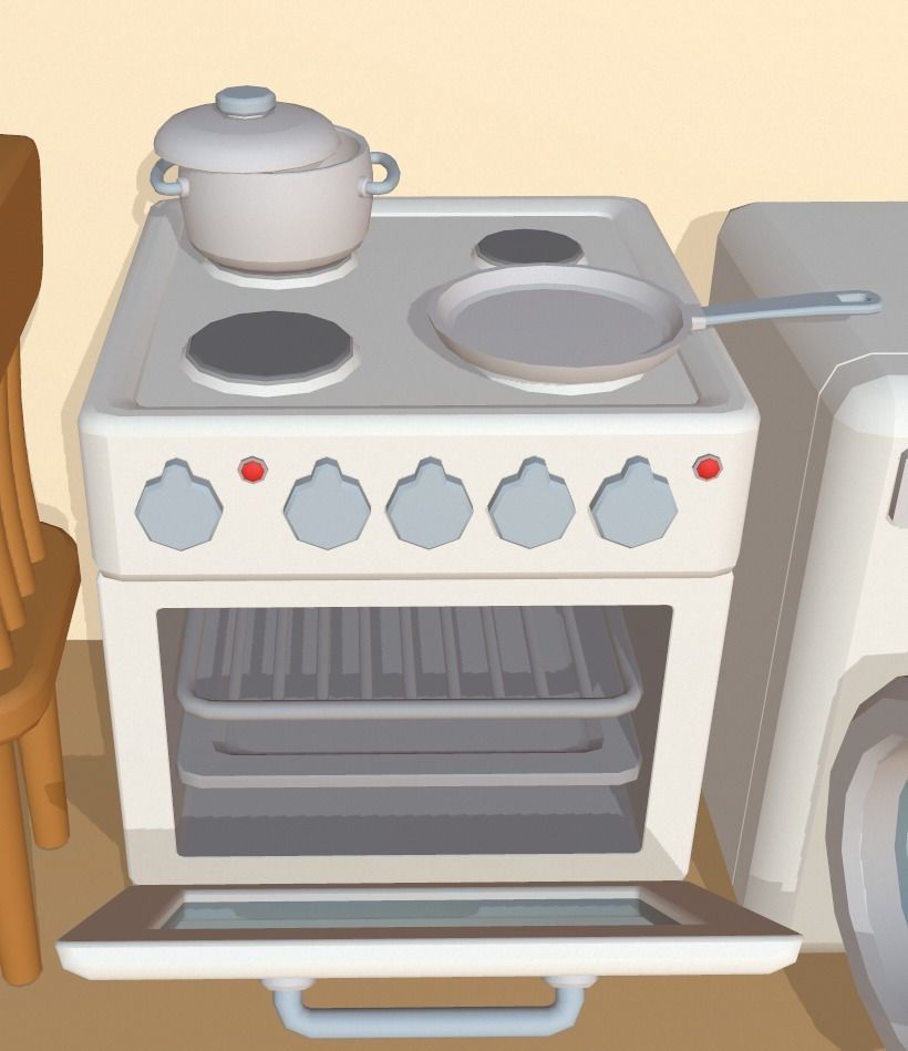 Cartoon kitchen appliance Low-poly 3D model_4