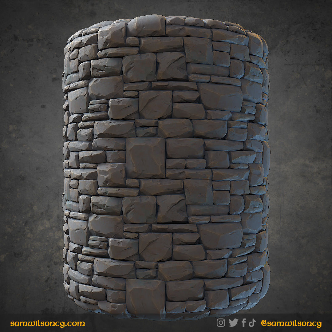 Stylized Material - Chunky Stone Wall Floor - Game Ready Texture_2