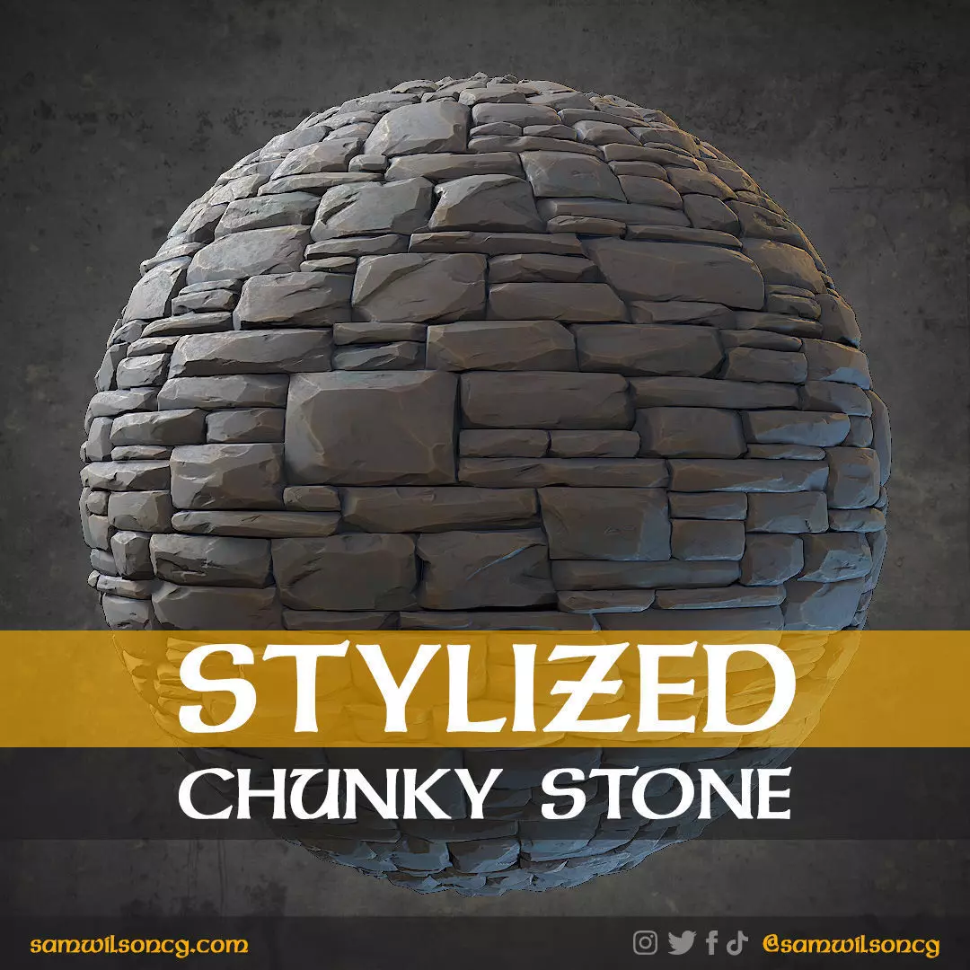 Stylized Material - Chunky Stone Wall Floor - Game Ready Texture_0