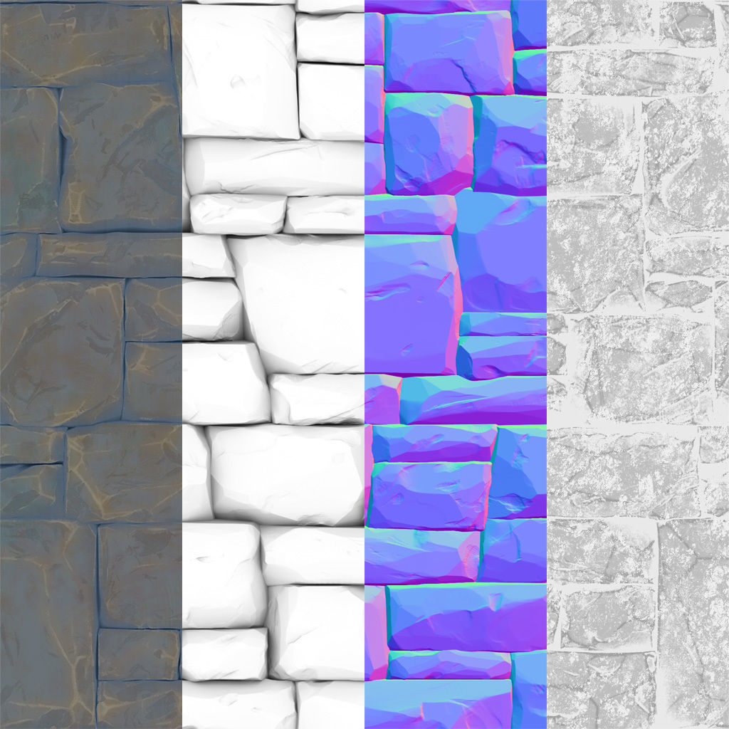 Stylized Material - Chunky Stone Wall Floor - Game Ready Texture_4