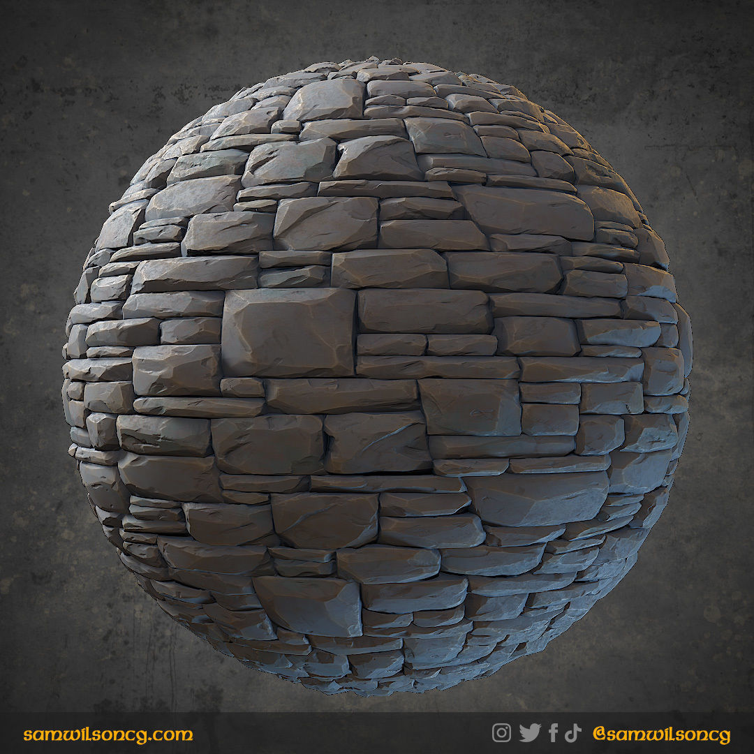 Stylized Material - Chunky Stone Wall Floor - Game Ready Texture_1