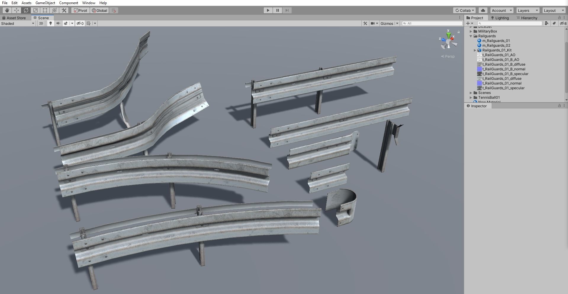 Modular - Rusty road safety barrier Kit - 3D VR  AR  game ready  Low-poly 3D model_6