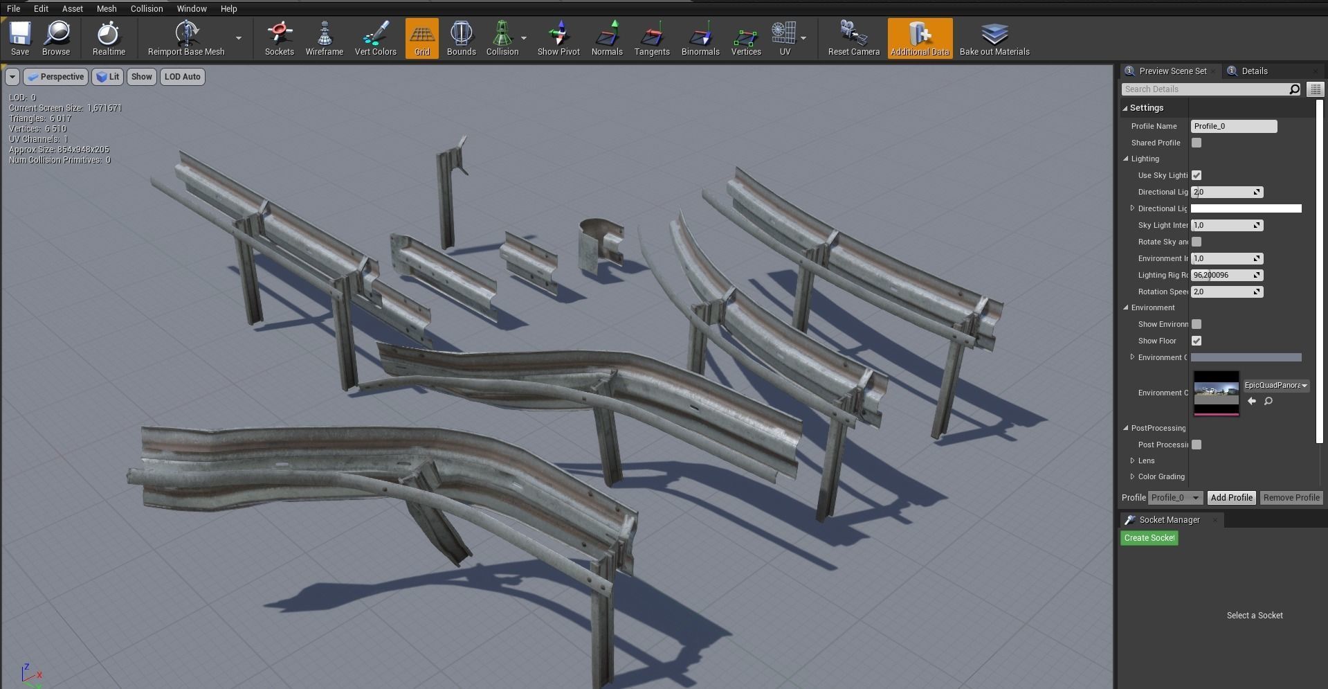 Modular - Rusty road safety barrier Kit - 3D VR  AR  game ready  Low-poly 3D model_10