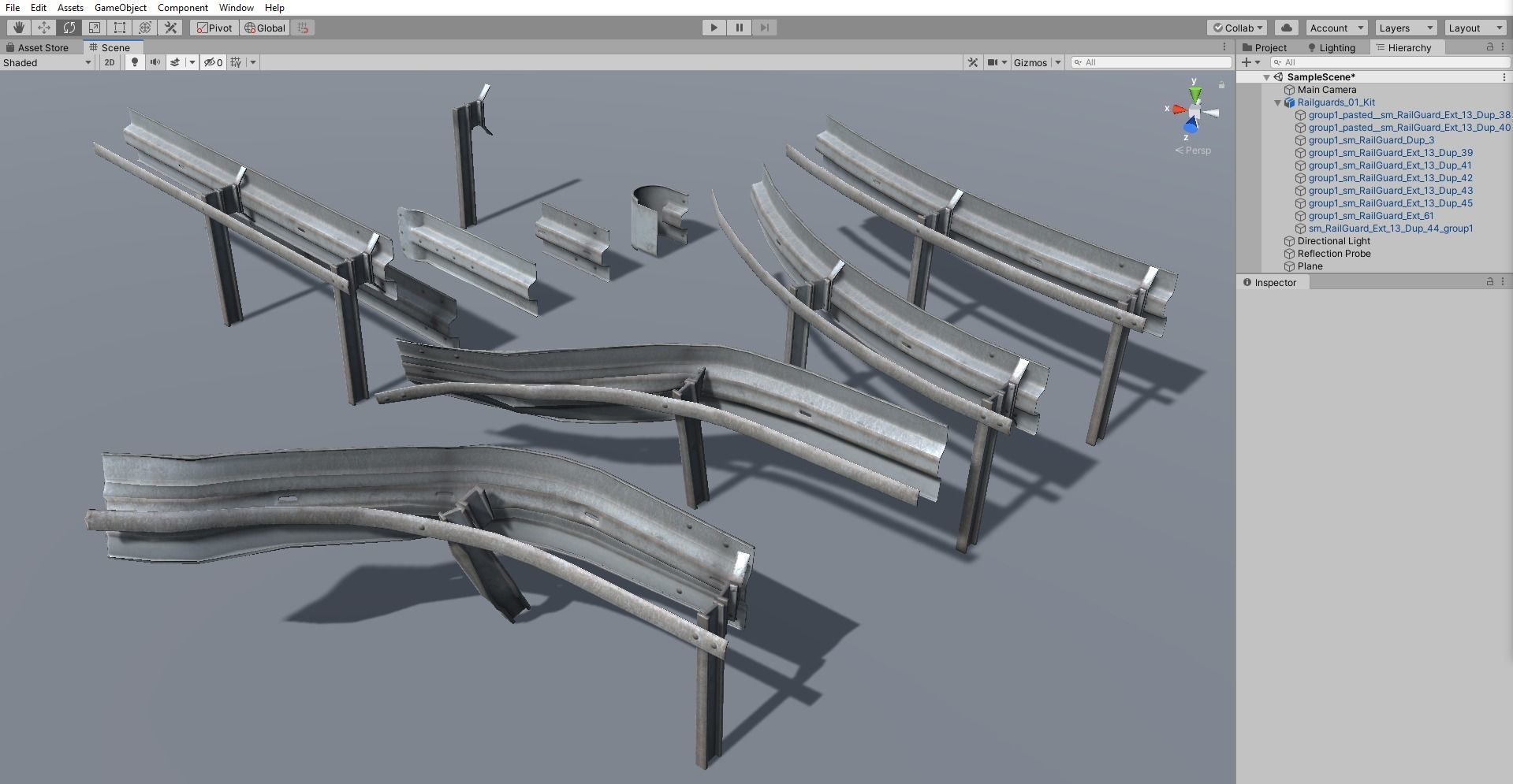 Modular - Rusty road safety barrier Kit - 3D VR  AR  game ready  Low-poly 3D model_7