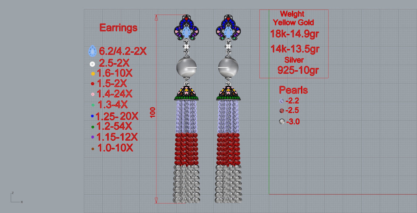 Earrings with tassels 3D print model_11