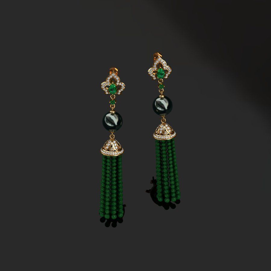 Earrings with tassels 3D print model_3