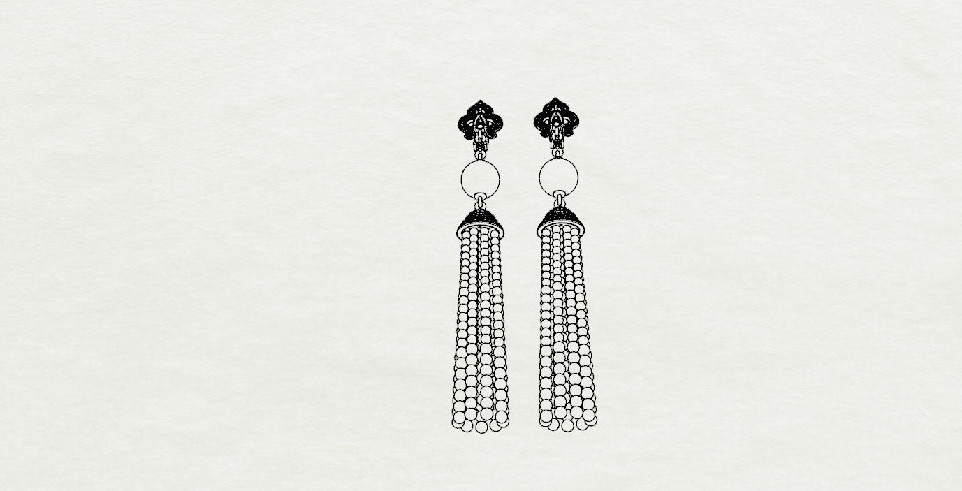 Earrings with tassels 3D print model_19