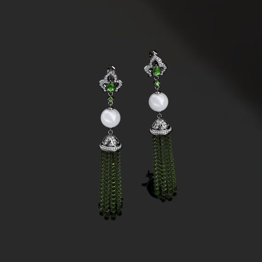 Earrings with tassels 3D print model_7