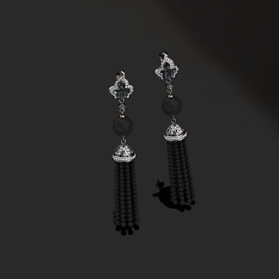 Earrings with tassels 3D print model_6