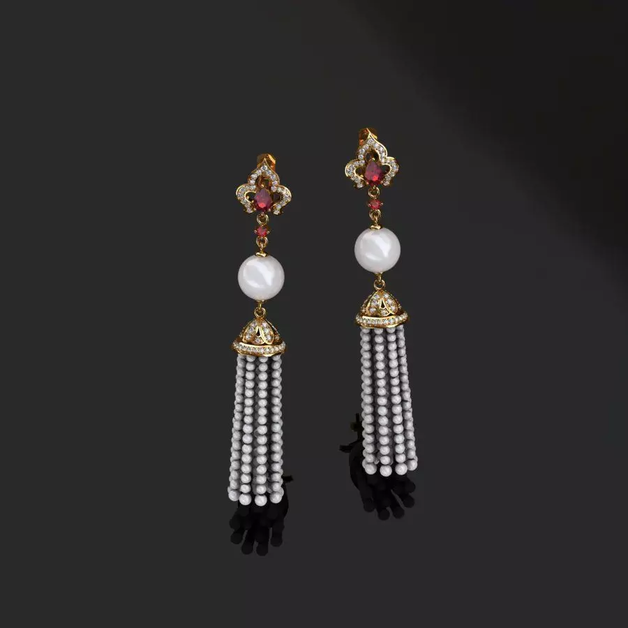 Earrings with tassels 3D print model_0