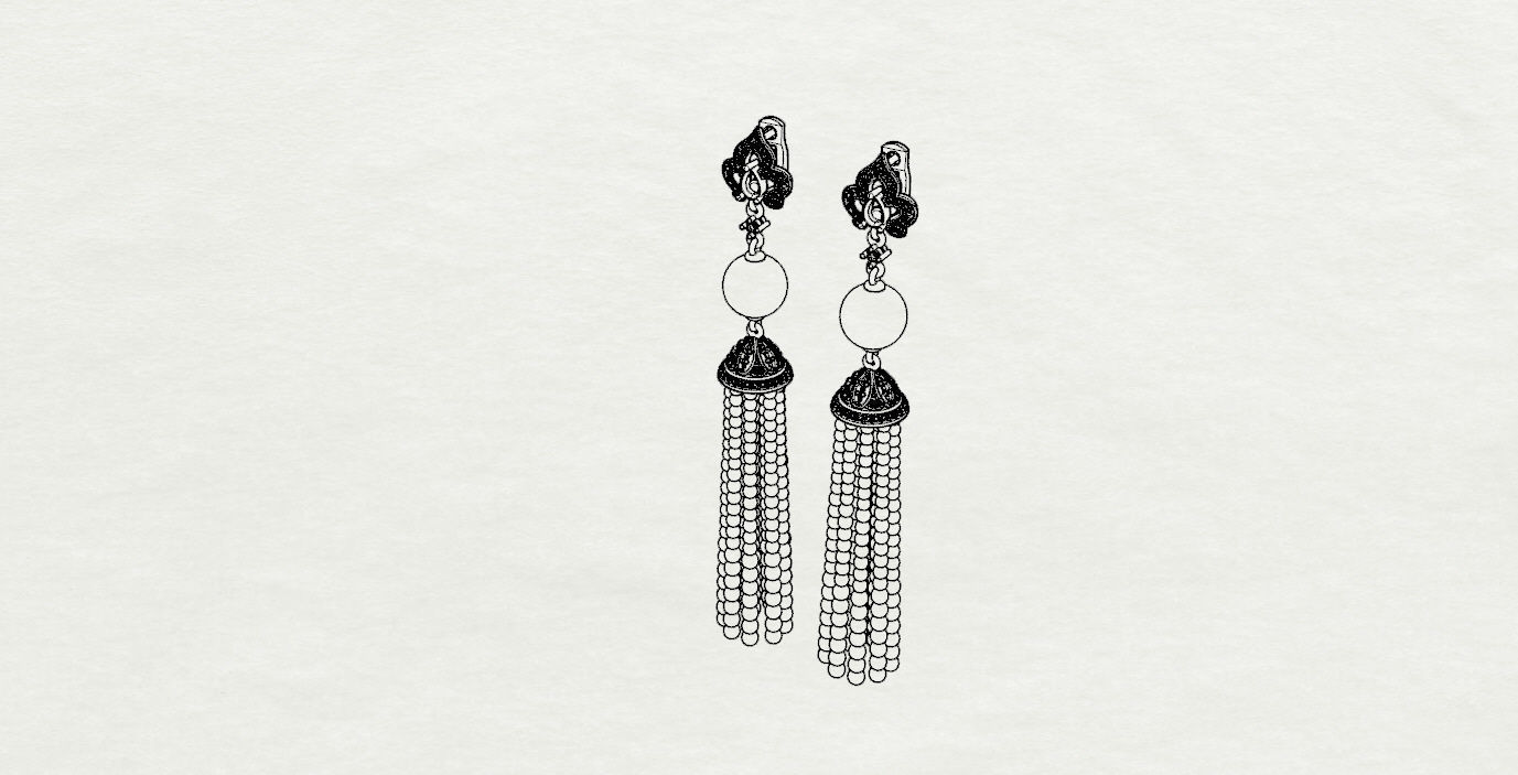 Earrings with tassels 3D print model_18