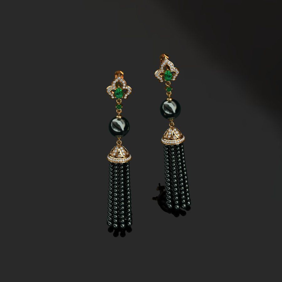 Earrings with tassels 3D print model_2