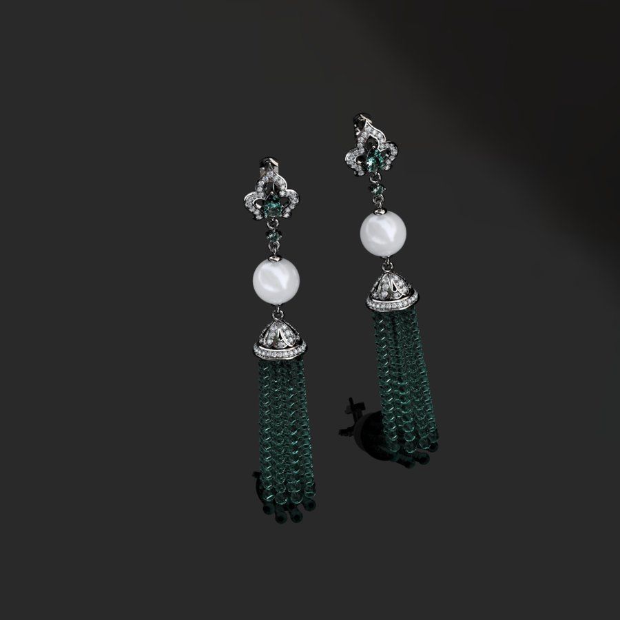 Earrings with tassels 3D print model_9