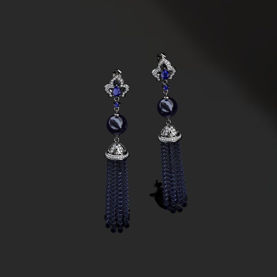 Earrings with tassels 3D print model_5