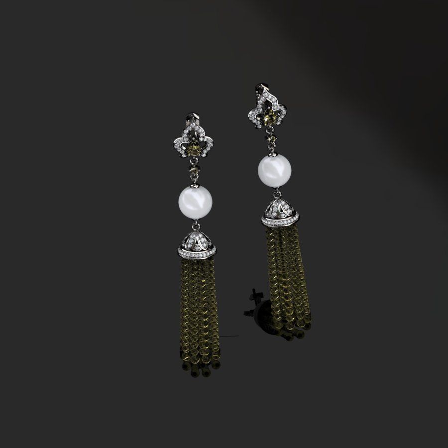 Earrings with tassels 3D print model_8