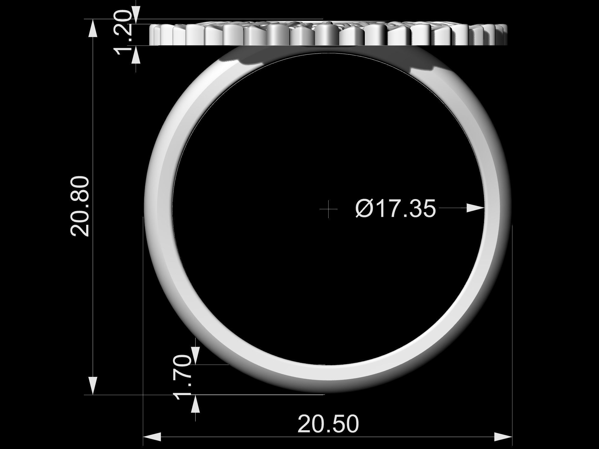 Circle of feathers ring 3D print model_11