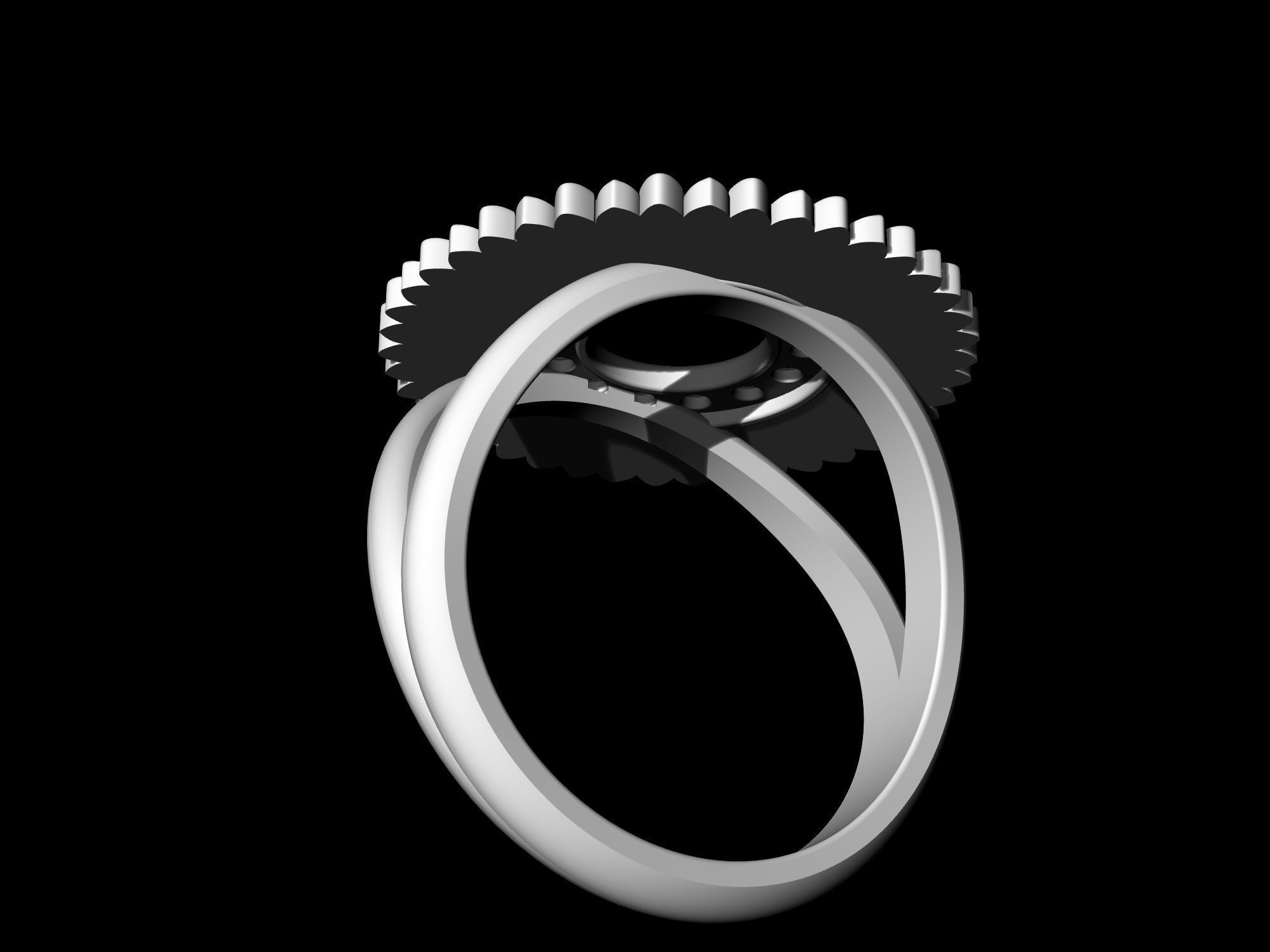 Circle of feathers ring 3D print model_8