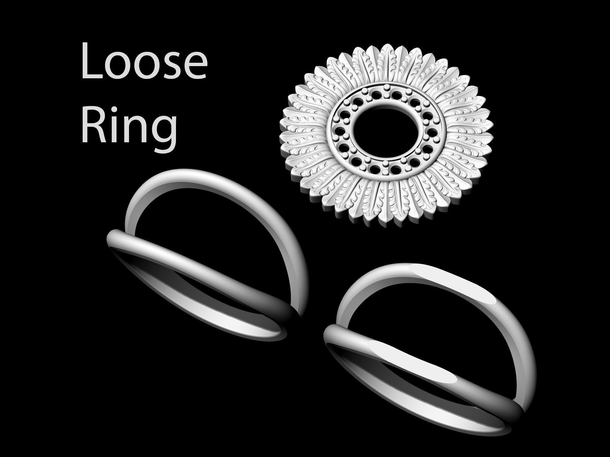 Circle of feathers ring 3D print model_10