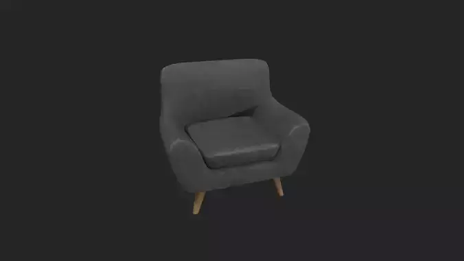 Dark Grey Armchair Low-poly 3D model