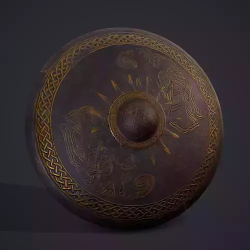 Viking Sun Shield Low-poly 3D model