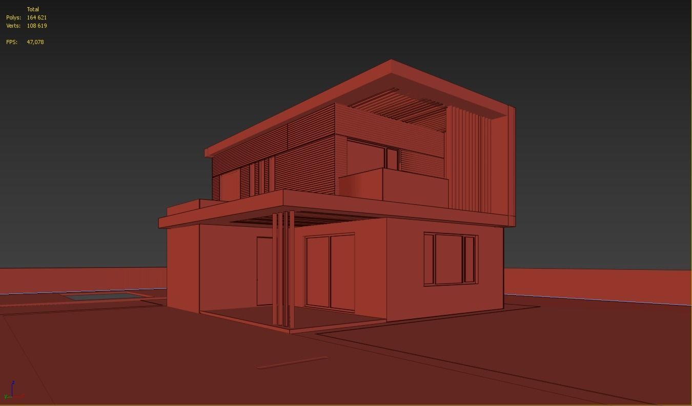 Modern house 02 Low-poly 3D model_5