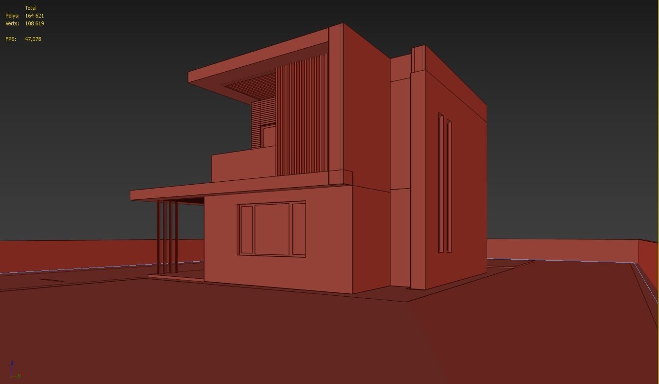 Modern house 02 Low-poly 3D model_6