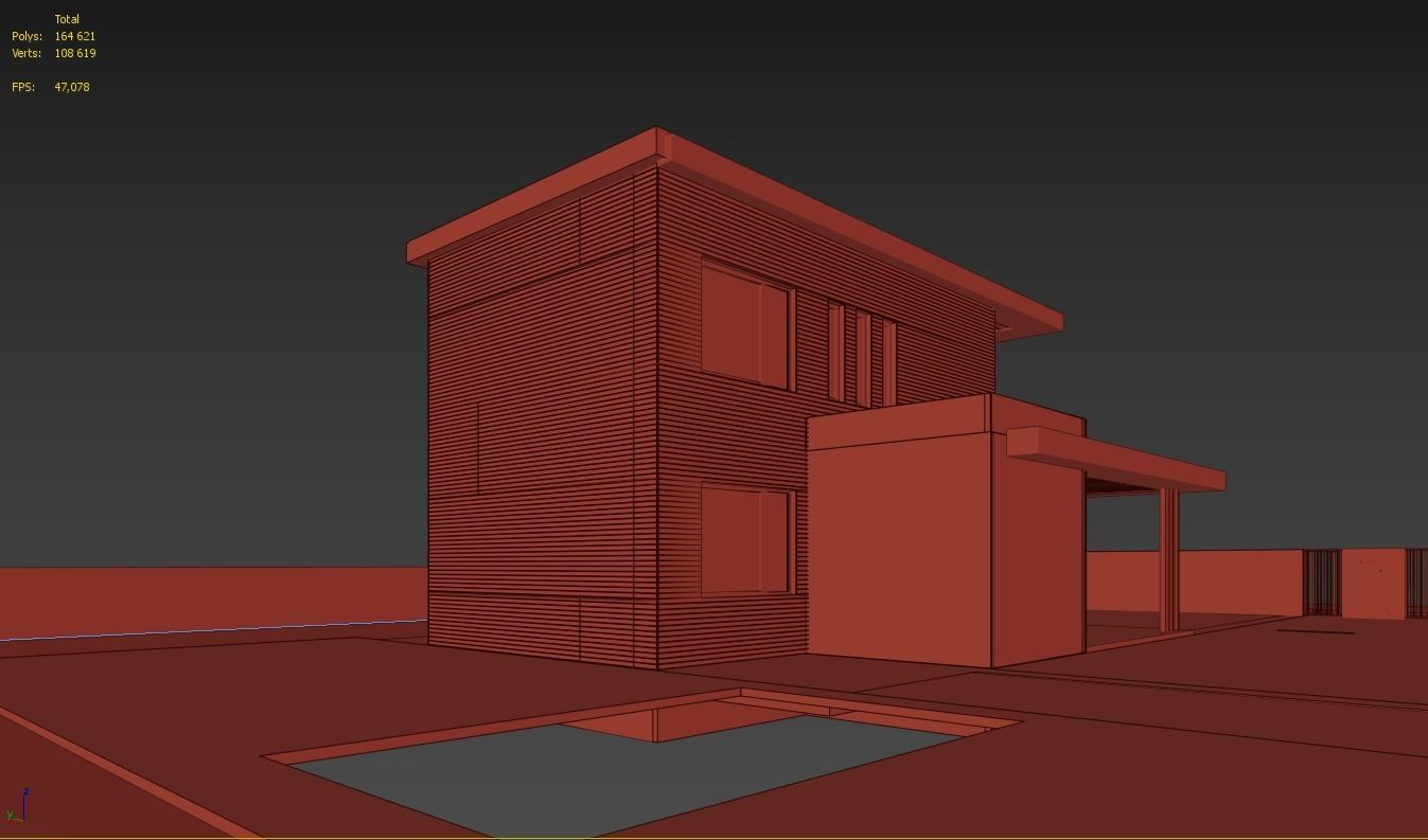 Modern house 02 Low-poly 3D model_7