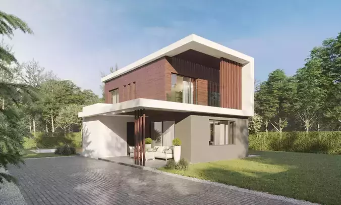 Modern house 02 Low-poly 3D model