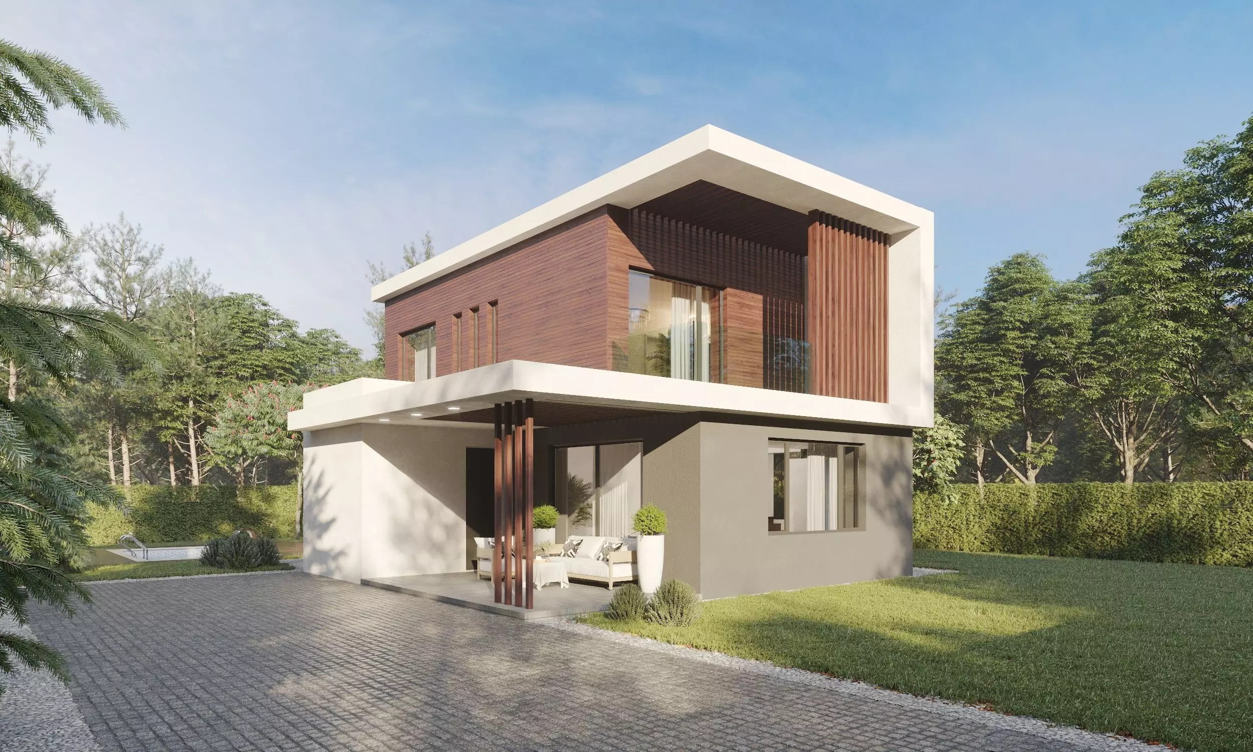 Modern house 02 Low-poly 3D model_0