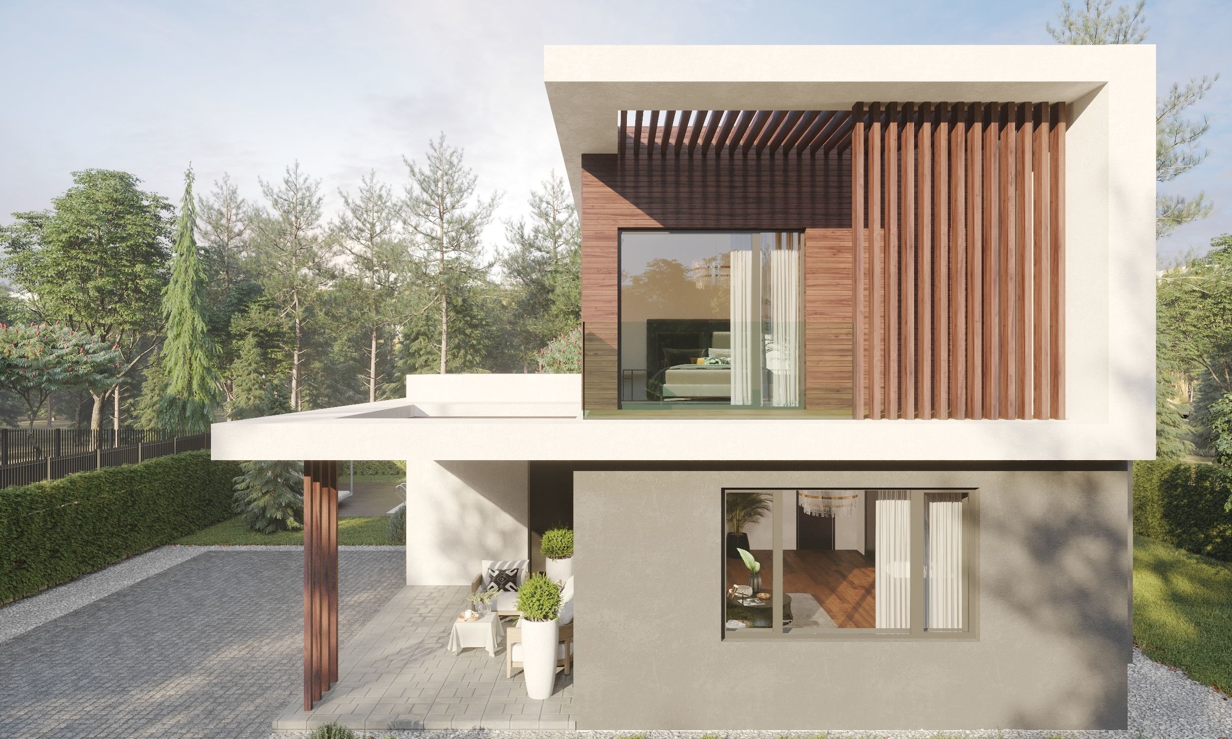 Modern house 02 Low-poly 3D model_3