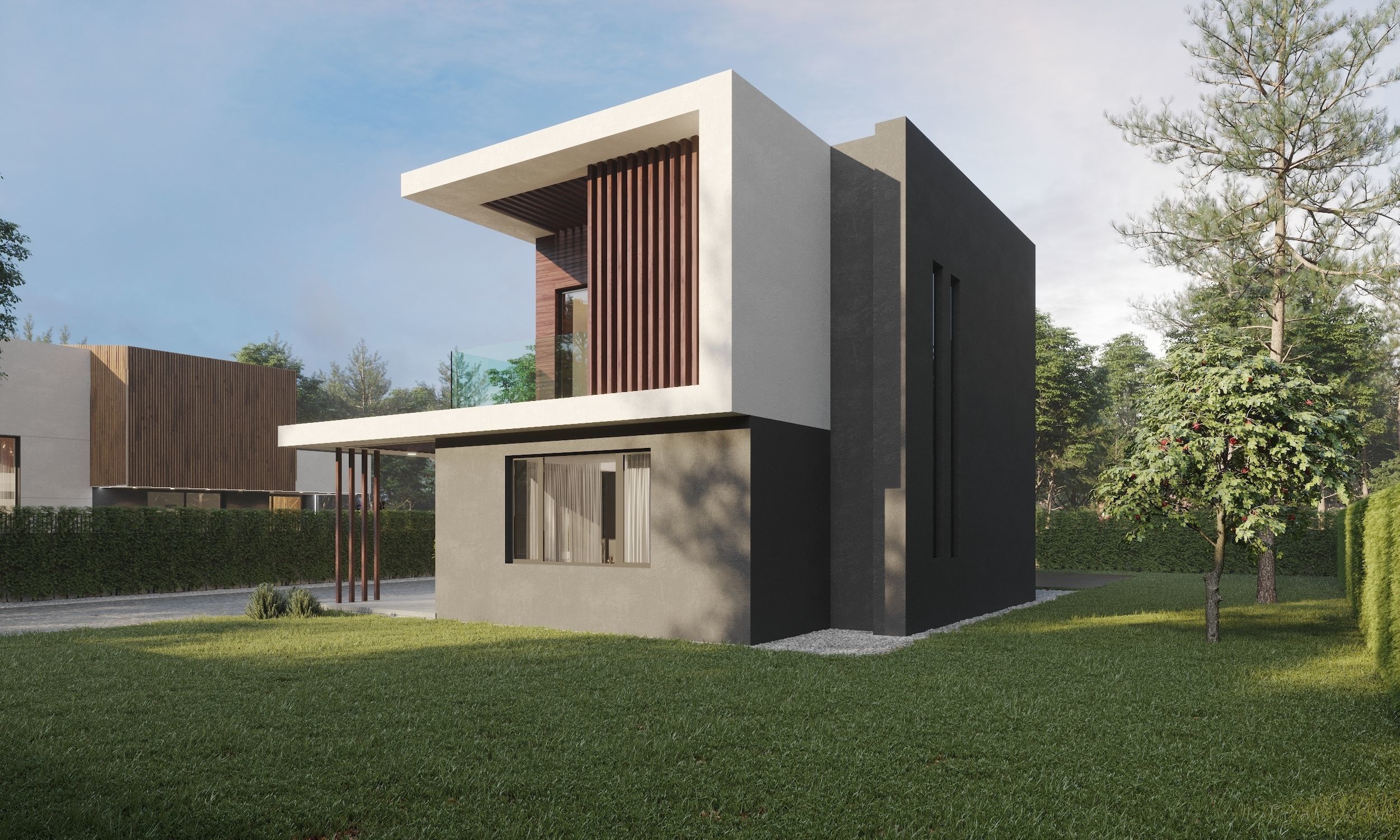 Modern house 02 Low-poly 3D model_1