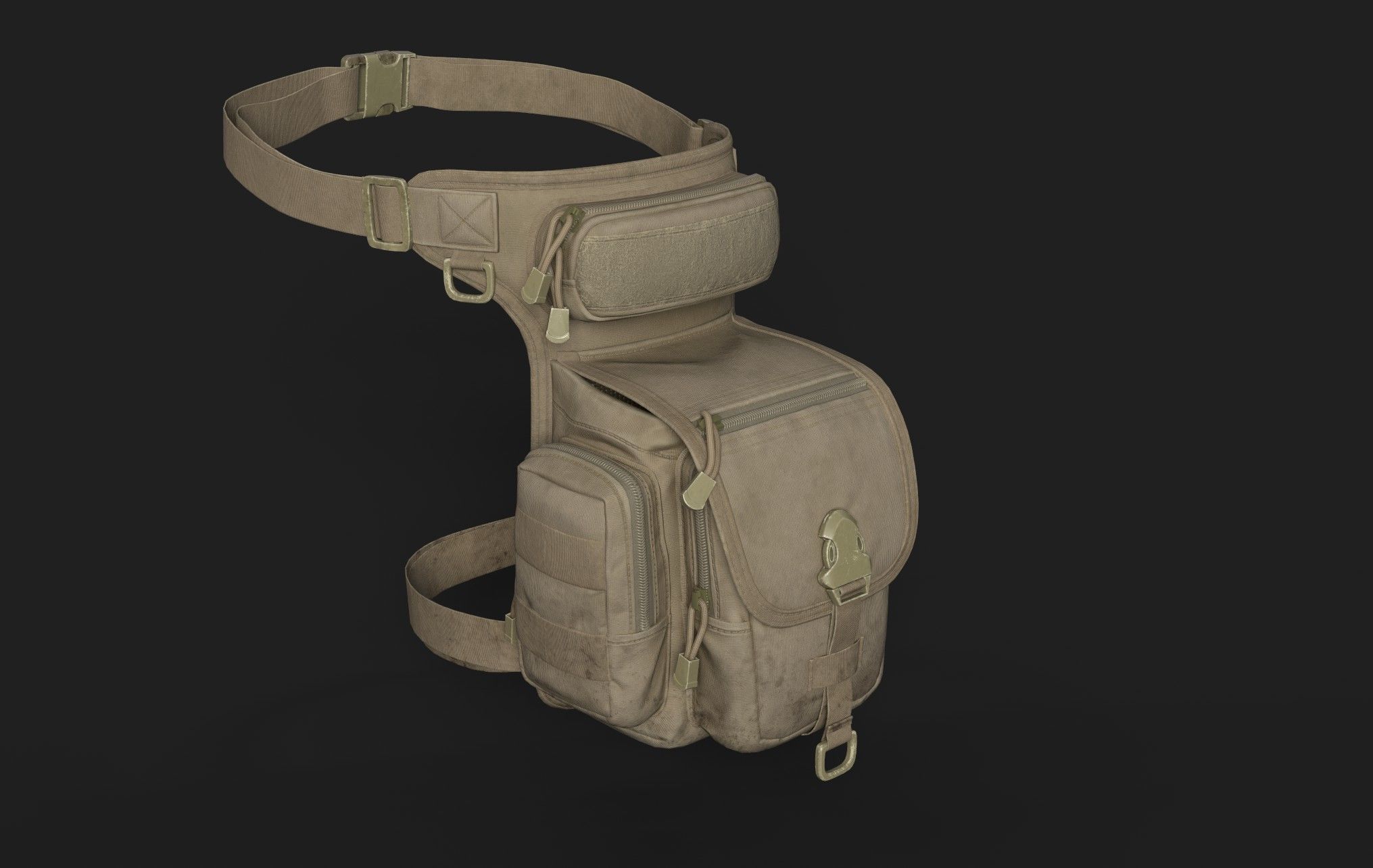 3D Realistic Waist Bag Low-poly 3D model_1