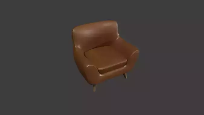 Brown Leather Armchair Low-poly 3D model