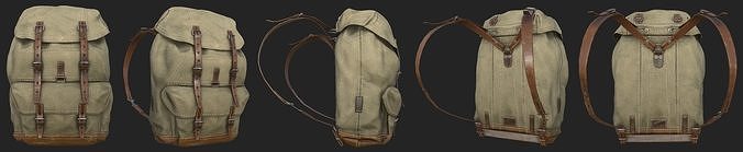 3D RealTime backpack for GAME Low-poly 3D model